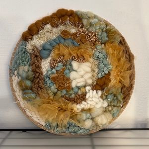 Round Wall Art - 11" Diameter - Yarn Cross Stick Mixed Material